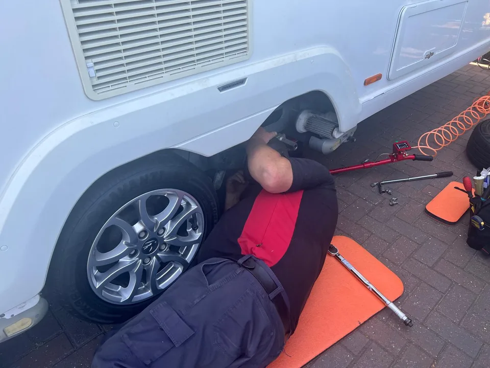 Caravan brake adjustment and mobile repair work