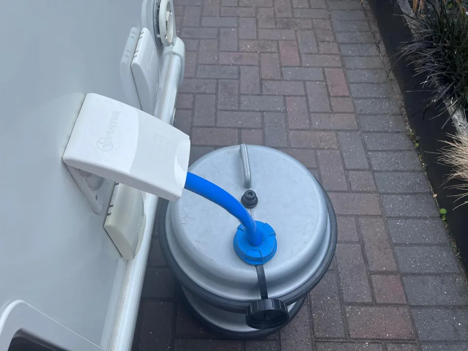 Filling and checking a caravan water system