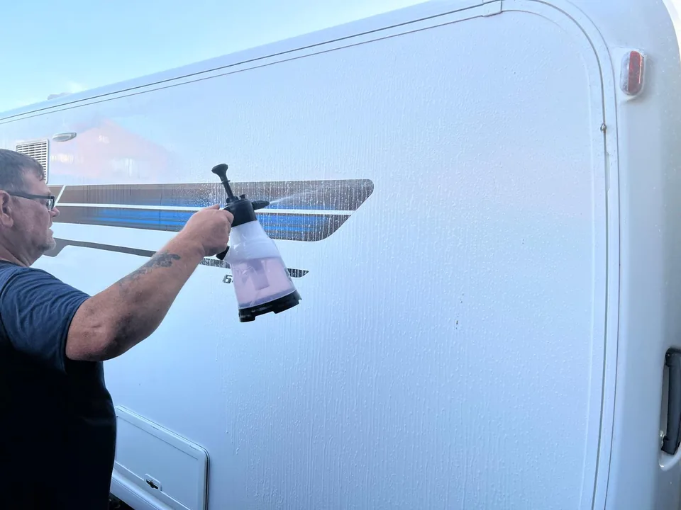 Professional exterior caravan valeting